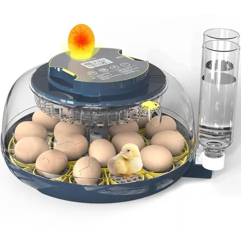 Digital Egg Incubator (18/26 Capacity) with Built-in Candler, Auto Turner, Temperature Setting, Digital Temp/Humidity Control, Auto Water Refill, 2 Trays, 360° Viewing for Chicken, Duck Egg Hatch