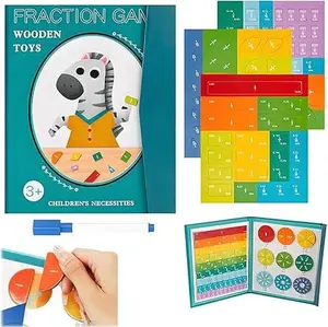 Magnetic Fraction Demonstration Book, Children's Magnetic Fraction Book, Magnetic Fraction Tiles, Educational Puzzle Math Fraction Manipulative Tools, Magnetic Fraction Disk Set