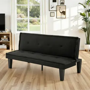 Gewnee Black 62.99" Futon Sofa Bed, 5-Level Adjustable Loveseat, Foldable Sleeper Sofa for Office & Guest Rooms