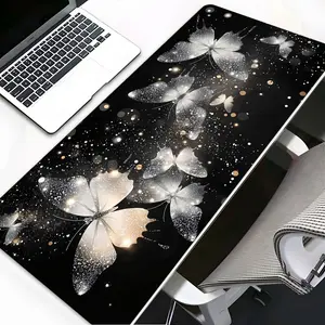 Elegant Glistening Butterflies Large Gaming Mouse Pad, Extended Mousepad, Washable Rubber Extended Desk Mat with Non-Slip Base, Girly Aesthetic Home Office Decor, Mouse Pads for Desk, Christian Gifts for Women, Desk Accessories