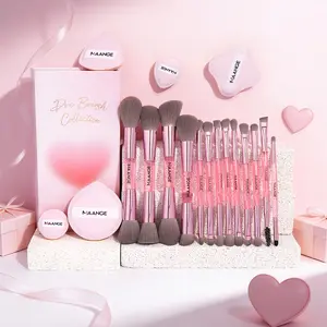 MAANGE Makeup Brush Gift Set – 14 Brushes + 5 Makeup Puffs with Gift Box,Professional Multifunctional Face & Eye Brush Kit for Powder, Liquid & Cream Foundation, Blush, Contour & Eyeshadow,Beginner-Friendly Beauty Tools, Gift Idea.#Summervibes