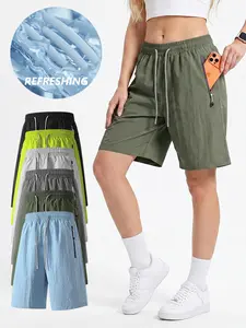 Women's Sports Shorts, Casual Street Pants with Drawstring and Handy Pockets, Loose and Comfortable, Quick-Drying Outdoor Training Shorts, Soft Fit, Cool Breathable Fitness with Zippered Pockets Summer Bottoms