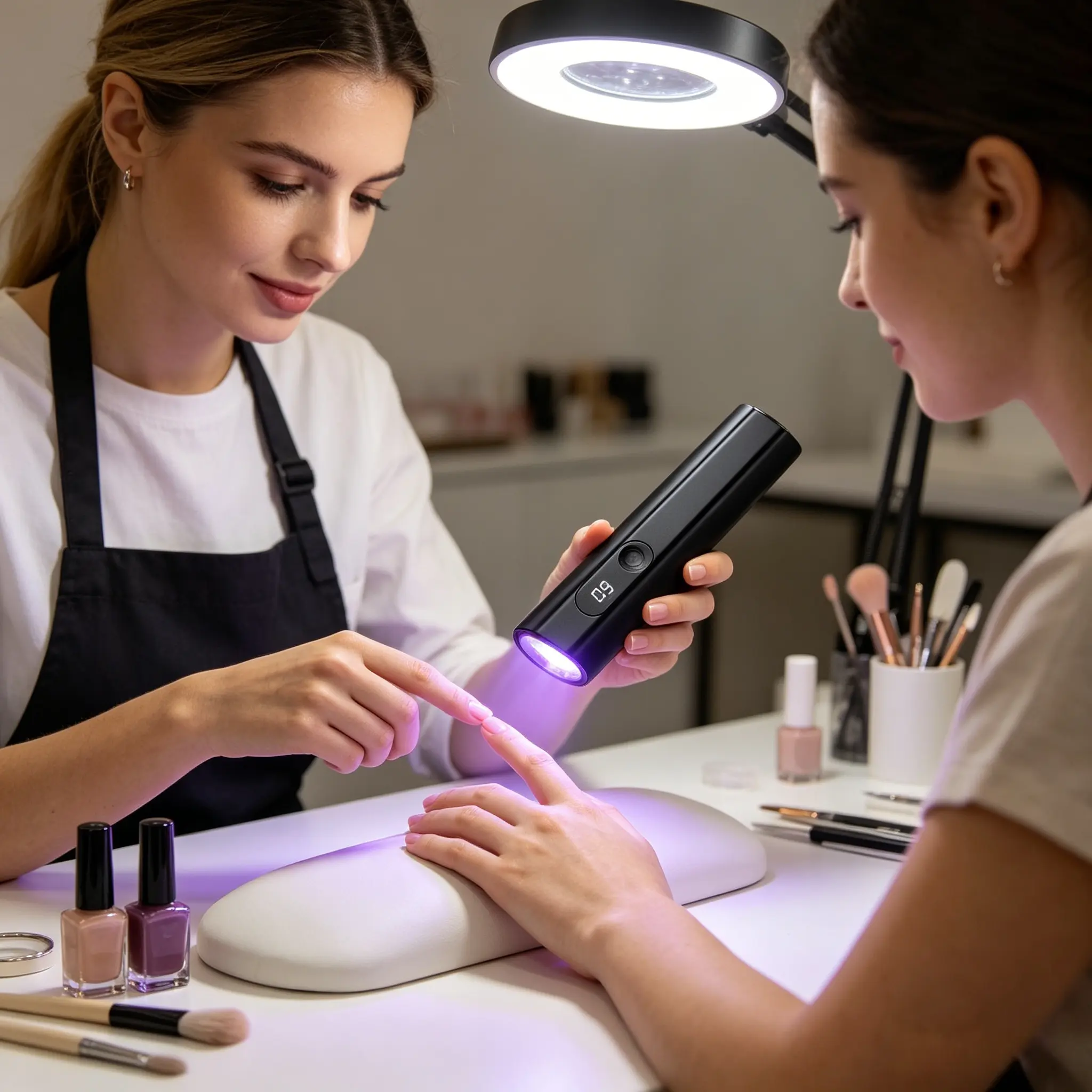 Portable Mini Nail Lamp with Digital Display, Handheld LED Nail Curing Light for Gel Polish Application at Home and Salon Camping Work garden patio living room cordless hood light clear projection super bright flashlight powerful outdoor camp indoor space