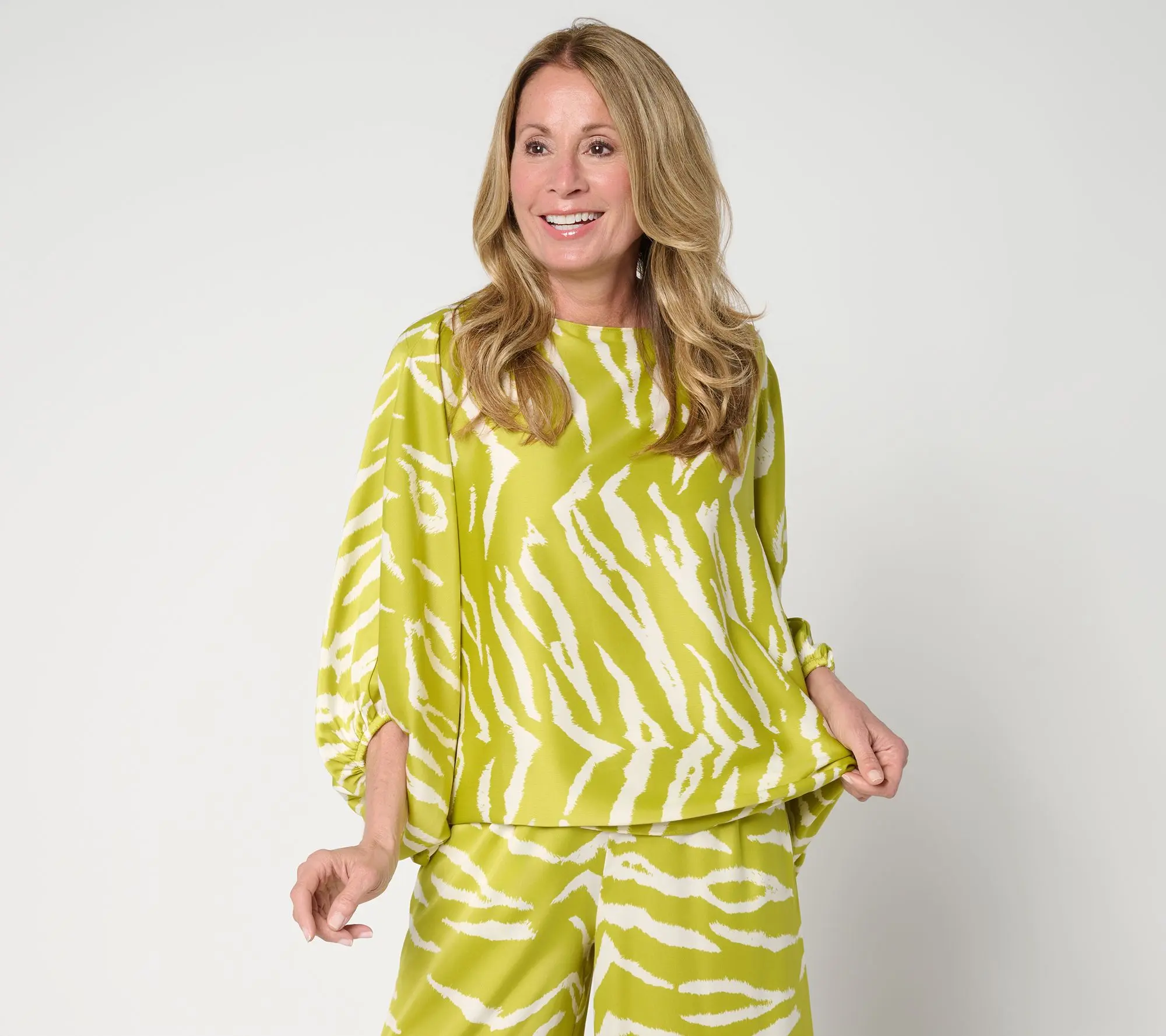Carla Rockmore Collection Dolman Sleeve Boatneck Satin Blouse