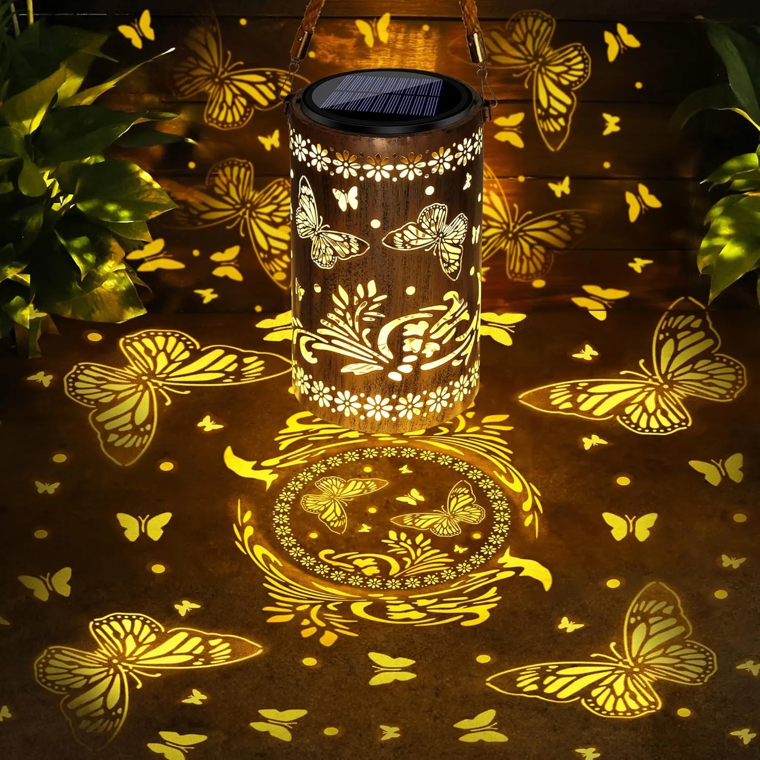 Outdoor Solar Butterfly Lantern — A Gift for Mom | Waterproof, Hollow-Out, Vintage Metal Butterfly Decorative Light | Hanging Solar Outdoor Lighting | Ideal for Gifting, Patios, Balconies, Courtyards, Walkways, and Summer Garden Party Decor