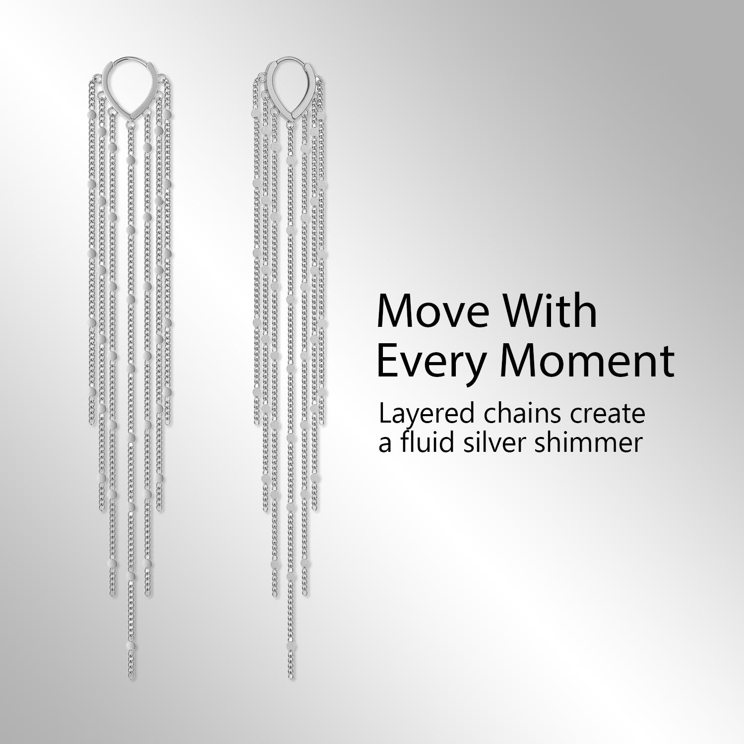 Women's 2Pcs Plated Metal Long Chain Threaded Tassel Earrings - Hypoallergenic, Lightweight Statement Jewelry for Bride Party, Ideal Mother's Day Gifts