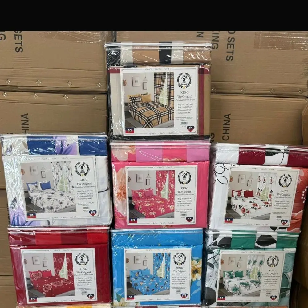 8 pc sheet   bed sheet with curtains  king size