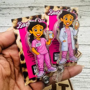 Funny Pharmacy Sparkly Retractable Badge Reel Cute Pharmacist ID Holder For Pharmacy Technician PharmD Student Work Accessory