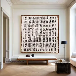 Framed Wabi Sabi Wall Art - Large Textured Beige-Black Print, Artistic Neutral Modern Minimalist Home Decoration, Room Decor for Entryway