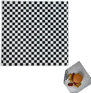100 Sheets Black and White Checkered Dry Waxed Deli Paper,  Resistant Basket Liners (11.5''x11.5'')