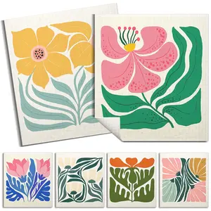 Swedish Kitchen Cloths, 5 Packs Floral-Patterned Washable Dishcloths, Dish Towels, Dishwashing Cloth, Reusable Cellulose Cleaning Wipes, Strong Water-Absorbing Sponge Wipes, Durable Cleaning Supplies