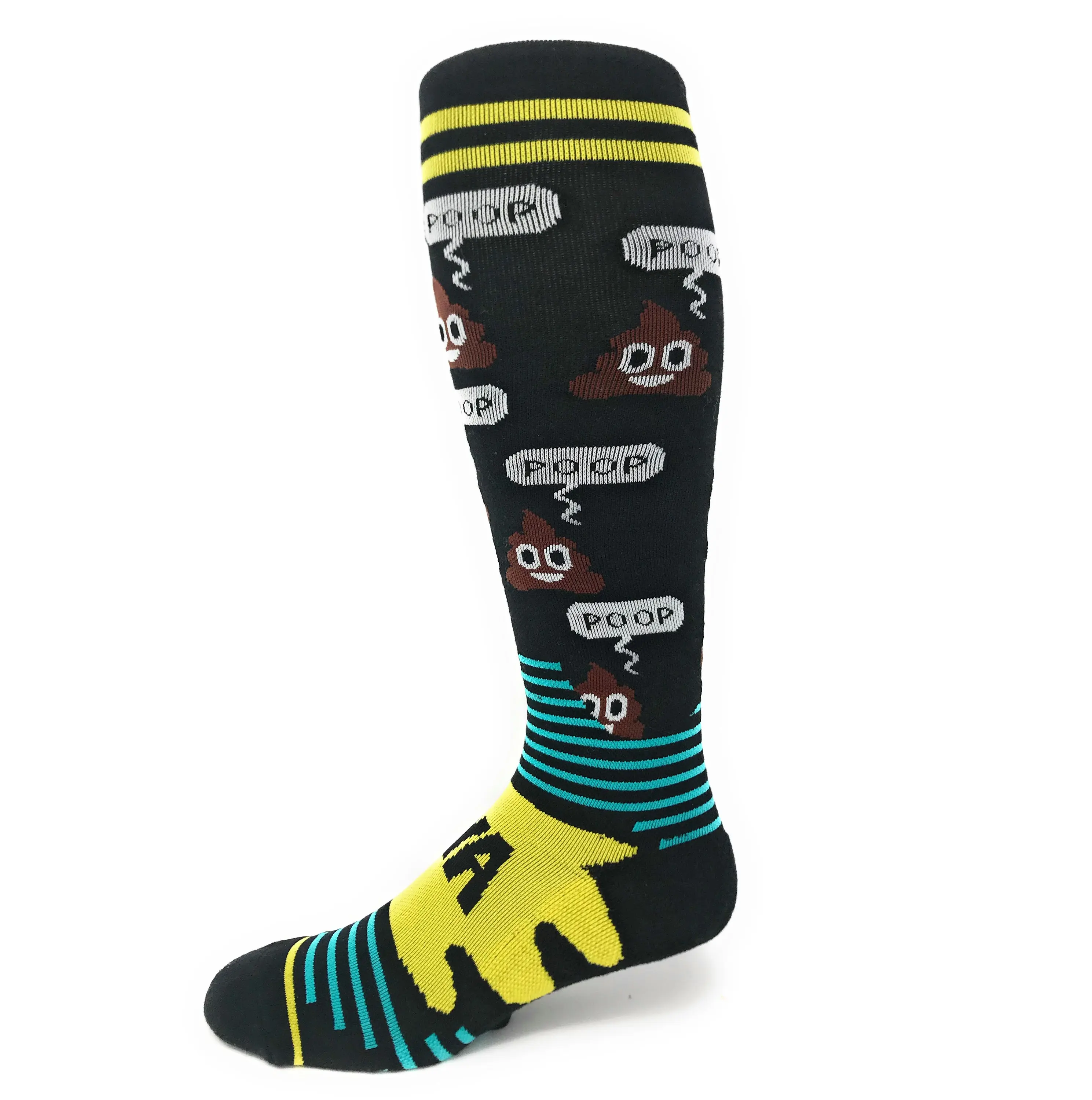 Unisex Novelty Compression Calf High Socks, Funny Sports Cotton Socks, Poop, 15MMHG - 21MMHG