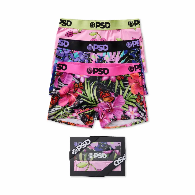 PSD Womens Wild Trip Boy Short Underwear 3 Pack Boxed Gift Set - Comfortable, Breathable, Ultra-Light Fabric