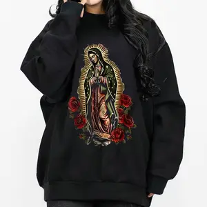 Chicano Clothing Virgin of Guadalupe Design Unisex Fit VG 1 Casual Streetwear Hoodie 100% Cotton Medium-heavy Fabric Loose Comfortable Fit
