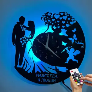 Handmade Vinyl Record LED Wall Clock - Irregular Retro Music Design, Perfect for Living Room Bedroom Wedding Decor, Unique Gift for Music Lovers & Mother's Day, Battery Not Included