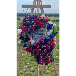 One Nation Under God Patriotic Wreath – America 250 Decor – Red White Blue Summer Wreath – Front Door Wreath – Storm Door Friendly