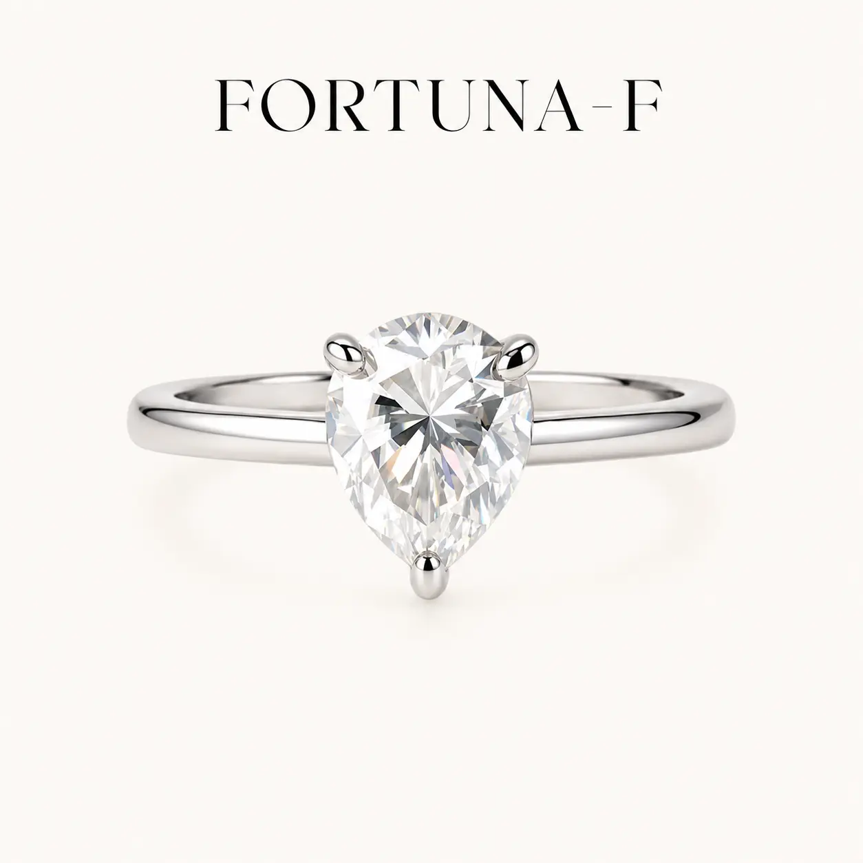 FORTUNA-F 7x9mm Pear Cut Moissanite Engagement Ring for Women, Minimalist Solitaire Ring with Breathtaking Sparkle