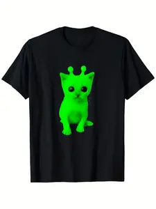 Funny Gnarp Cat Meme T-Shirt - Meme Brainrot Alien Cat Design 100% Cotton Loose Fit Unisex Tee S-XXXL Soft Casual Shirt with Meme Graphics for & Ideal for Gym Outdoor & Unique Gifts