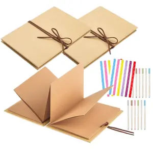 A Set of 2 Pcs Scrapbook Albums with 12 Metallic Markers Pen,Stretchable Folding Kraft Paper Memory Book for Wedding Anniversary,Halloween Christmas Party Gifts,Hand Tools Kits
