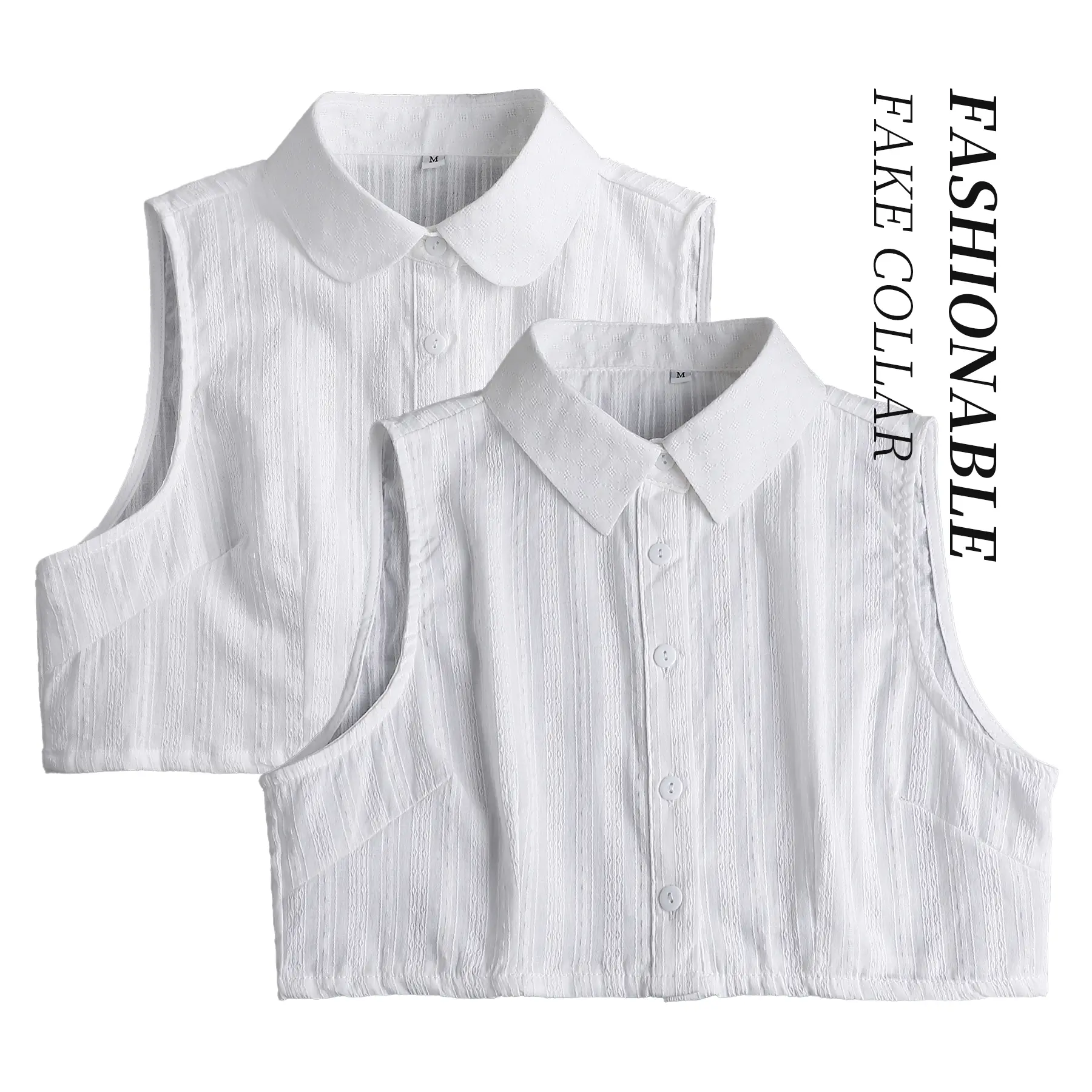 Ladies' fake collar set with a pure cotton round collar. It is available in various size specifications, including M, L, XL and 2XL. It can be matched with all kinds of coats and is suitable for wearing on various daily occasions. Ladies' fake collar set with a pure cotton round collar. It is available in various size specifications, including M, L, XL and 2XL. It can be matched with all kinds of coats and is suitable for wearing on various daily occasions.