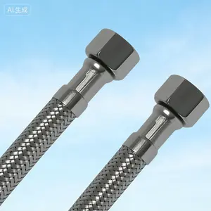 Stainless Steel Braided Water Supply Line - 8 Inch Length, 3/8 Inch Male to 3/8 Inch Female Compression Fitting, Flexible Toilet Ballcock Connector Hose, Reusable Faucet Extension Kit, 2-Piece Set for Secure Leak-Free Installation