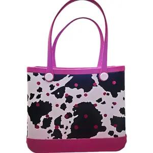 Medium Pink / Cow Print Tote Bag