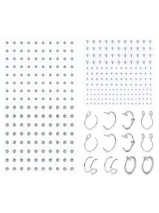 Fake Piercing Sticker Set, Fake Nose Rings Stainless Steel Non-Piercing Fake Face Piercing Jewelry, Disposable Lip Nose & Eyebrow Stickers