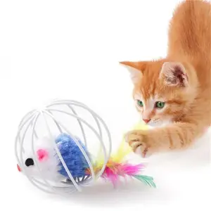 Feather Cat Toy Stick with Bell and Mouse Teaser Wand
