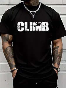 100% cotton Cool distressed climbing t-shirt for climbers T-Shirt Men Graphic T-Shirt Cotton Print short Sleeve Casual Top, Summer Tee Mens Tops