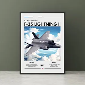 Lockheed Martin F-35 Lightning II Poster, Fighter Jet Wall Art, Modern Aviation Art Print, Advanced Aircraft Decor