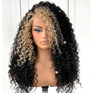 13x6 Curly Wig Wear And Go Glueless Wig Pre-Plucked Synthetic Lace Front Wig Pre-Cut Afro Kinky Layred Wig With Natural Hairline 18 Inch