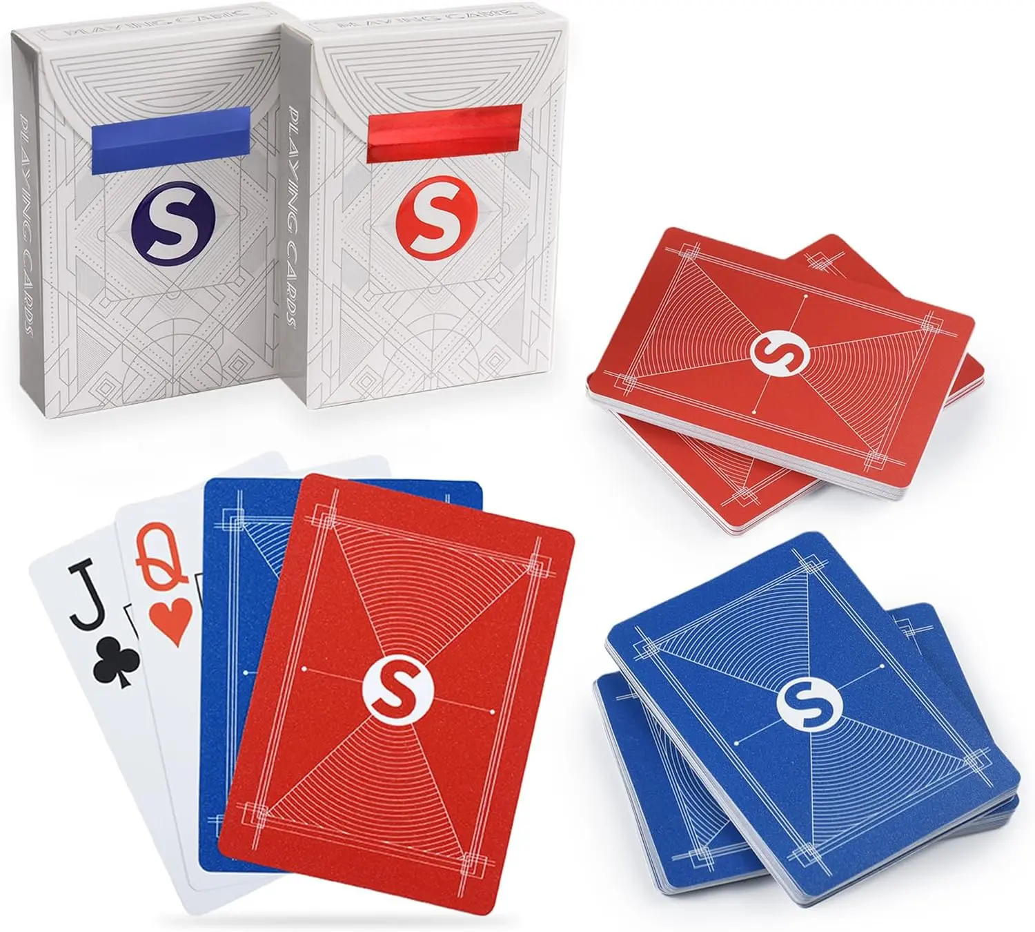 100% Plastic Playing Card Set, Jumbo Index, Poker Size, Superior Flexibility and Durability, Waterproof & Washable, Professional Playing Cards for Texas Hold’em Poker