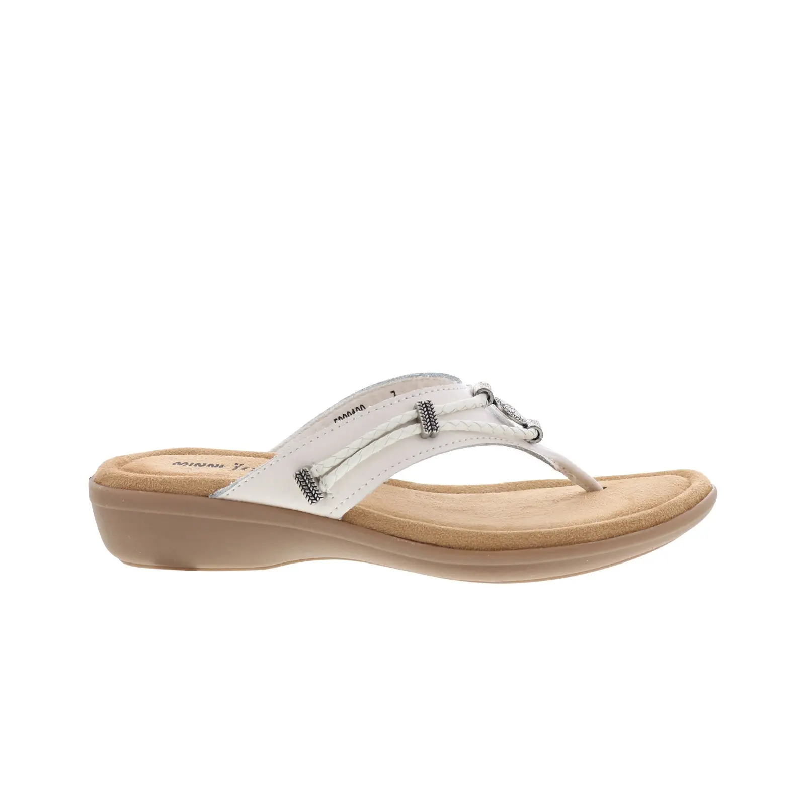 Minnetonka Silverbay 5909100 Womens White Leather Flip-Flops Sandals Shoes