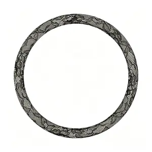 Lace Steering Wheel Cover 15 Inch Diameter Elegant Black with Large Cute Bow-knot Design Aesthetic Car Interior Decoration Non-Slip Universal Fit  for Women men