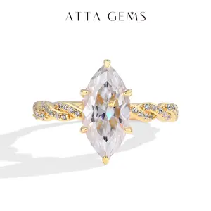 Gorgeous 3CT Marquise Shape  D Color VVS1 Synthetic Moissanite Ring  for Women 925 Sterling Silver Anniversary Party Gift R196