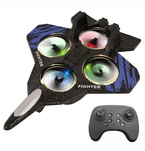 Mini RC Fighter Jet LED Cool Lighting Remote Controlled Easy Operation Durable Design Crash Proof 4 Motors 360 Degree Flip Headless Mode Barometric Altitude Hold One Touch Return Home Best Gift TikTok Trending