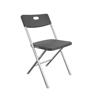Resin Seat & Back Folding Chair Black Compact Size for Indoor Outdoor Use Easy Transport Storage Weight Capacity 225 lbs