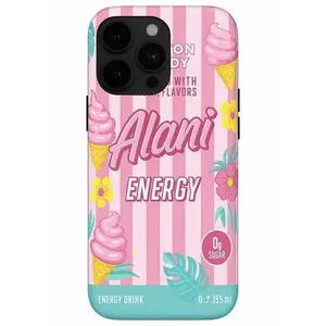Alani Nu Cotton Candy Phone Case  Cute Pink & Striped Energy Drink Cover for iPhone 17, 16, 15, 14, 13, 12, 11
