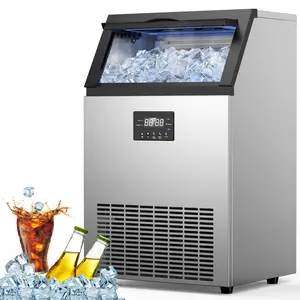 Commercial Ice Maker, 2-Way Add Water, Large Ice Maker Self Cleaning, 90/100/150 lbs Ice Machine with 24 Hour Timer,33 lbs Basket, Stainless Steel Ice Makers for School, Home, Bar, RV