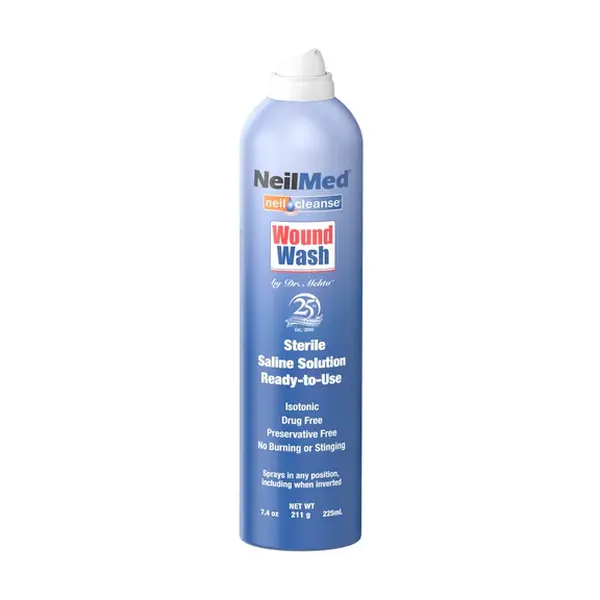 NeilMed NeilCleanse Wound Wash Extra Large - Sterile Saline Spray for Minor Wounds & Scrapes, No Burning, Drug-Free, 225 mL NeilMed NeilCleanse Wound Wash Extra Large - Sterile Saline Spray for Minor Wounds & Scrapes, No Burning, Drug-Free, 225 mL