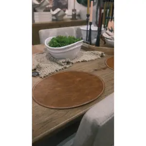 Walnut Faux Leather Placemats – (Set of 4)