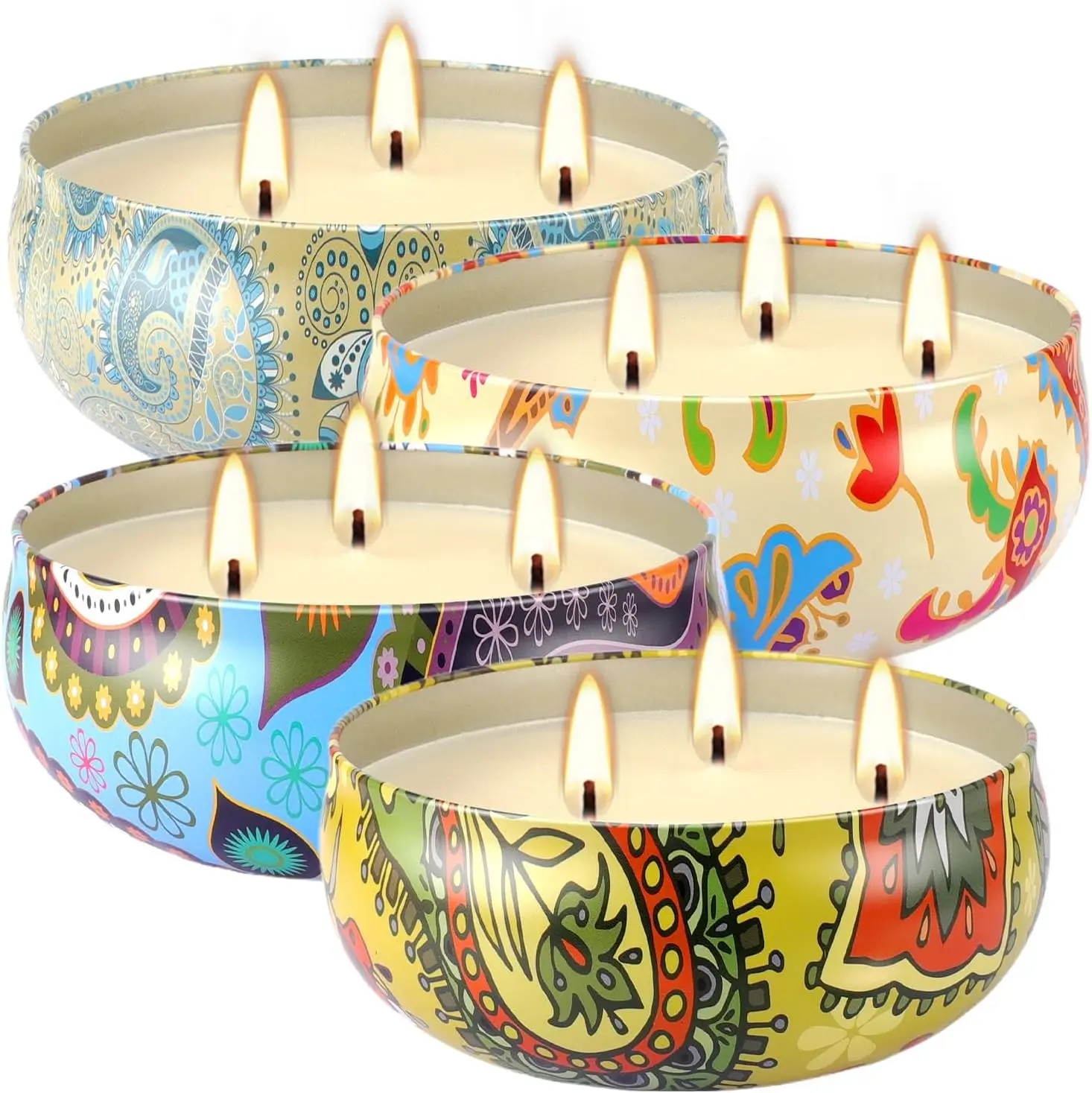 Set of 4 Triple Wick Citronella Candles Perfect for Yards Gardens Balconies Camping Indoor & Outdoor Scented Candles Bulk