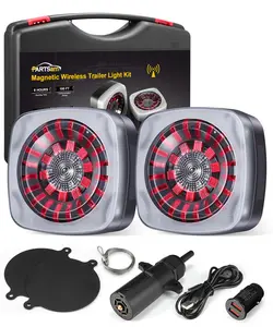 Partsam LED Wireless Trailer Lights Kit, Magnetic Tow Tail Lights Stop Turn Running Reverse Light with License Plate Light USB Cable Charges for Trailers, Trucks, Boat, RV