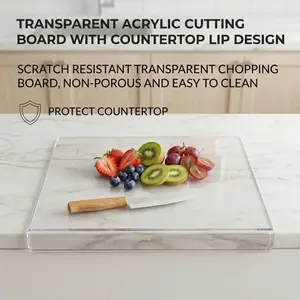 Transparent Acrylic Cutting Board With Edge Stop, Wear-resistant Transparent Food Prep Board, Easy To Clean, Ideal For Kitchen Food Cutting And Countertop Protection