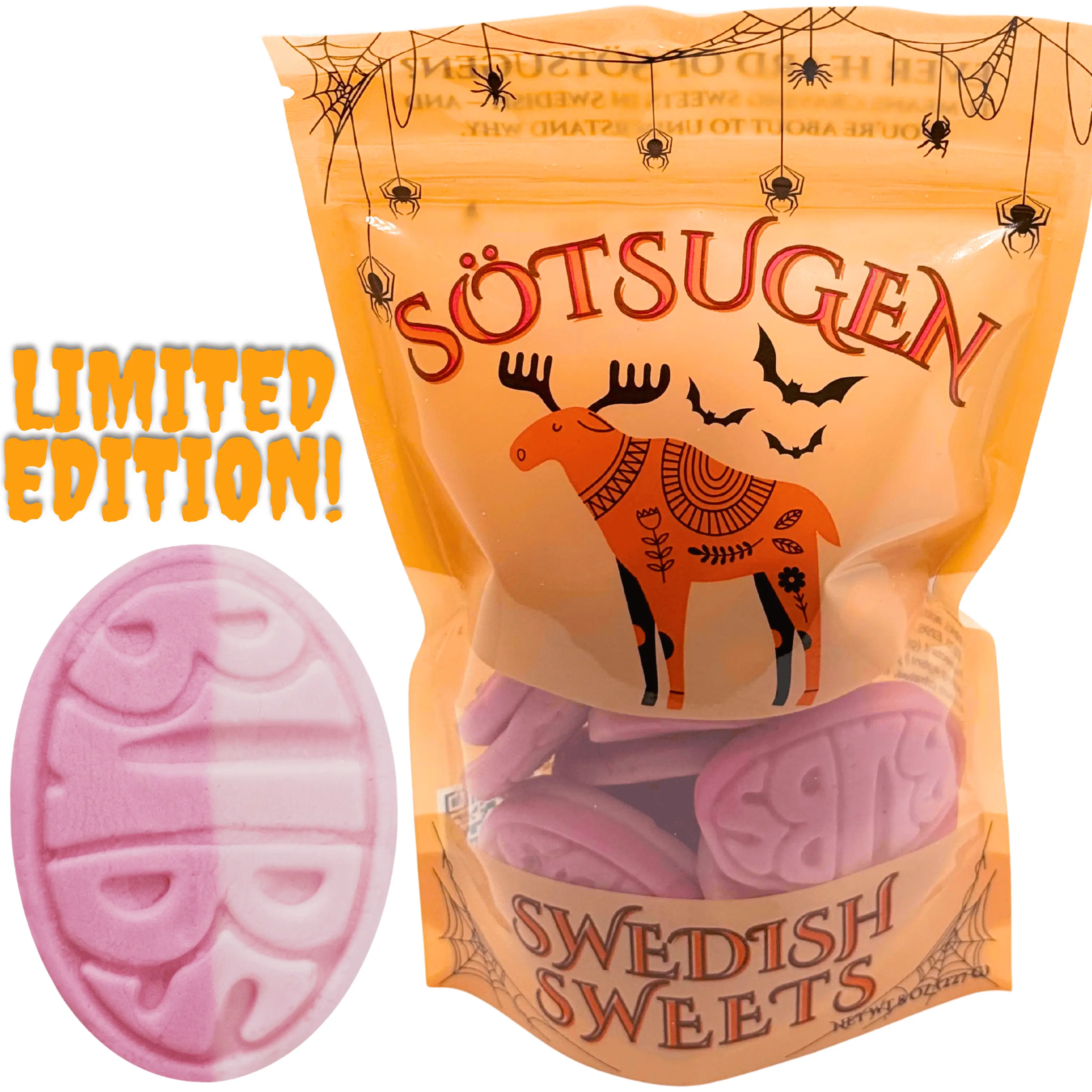 Halloween Edition - Bubs Wild Strawberry Pomegranate Oval Swedish Candy 1/2 lb -Sweet Bonbon