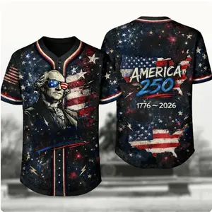 American Eagle Patriotic Baseball Jersey, 4th Of July Classic Casual Top, America 250 Anniversary Full-Print Outfit, National Pride Apparel for Sports Fans