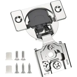 10 Pack 1/2" Overlay Concealed Soft Close Hinge for Face Frame Door, Self Closing Hidden Hinge with 3 Way Adjustability, Brushed Nickel 105 Degree Open Angle for Cabinet