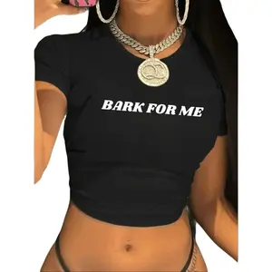 Creative And Fun Patterned Printed Women'S Fashionable Short-Sleeved T-Shirt, Sexy And Form-Fitting Crop Top with Exposed Midriff, Round-Necked Tight-Fitting Shirt with Exposed Navel, Casual And Elegant Y2K Style Women'S Clothing