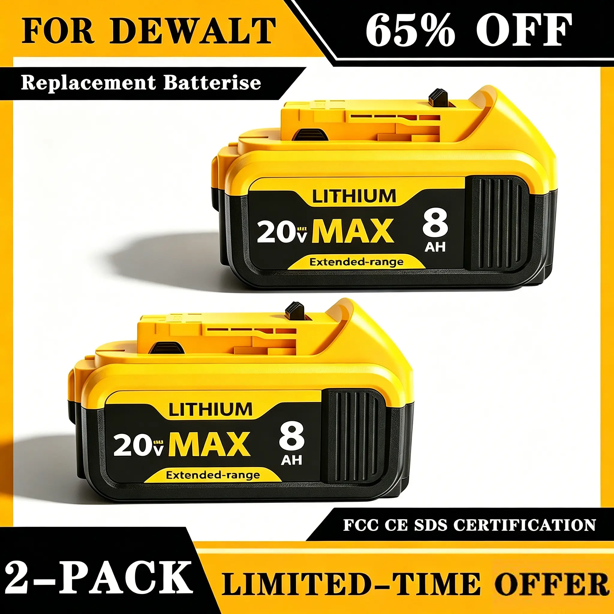 8.0Ah Replacement for Dewalt 20V Max  Lithium Batteries Compatible withDewalt Battery DCB208 DCB200 DCB206DCB205 DCB204 Cordless Power Tools summervibes fathersdaygift