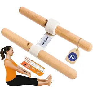 Beech Handle Resistance Band Portable Stretching Stick Yoga Fitness Rally Gymnastics Stretching Equipment